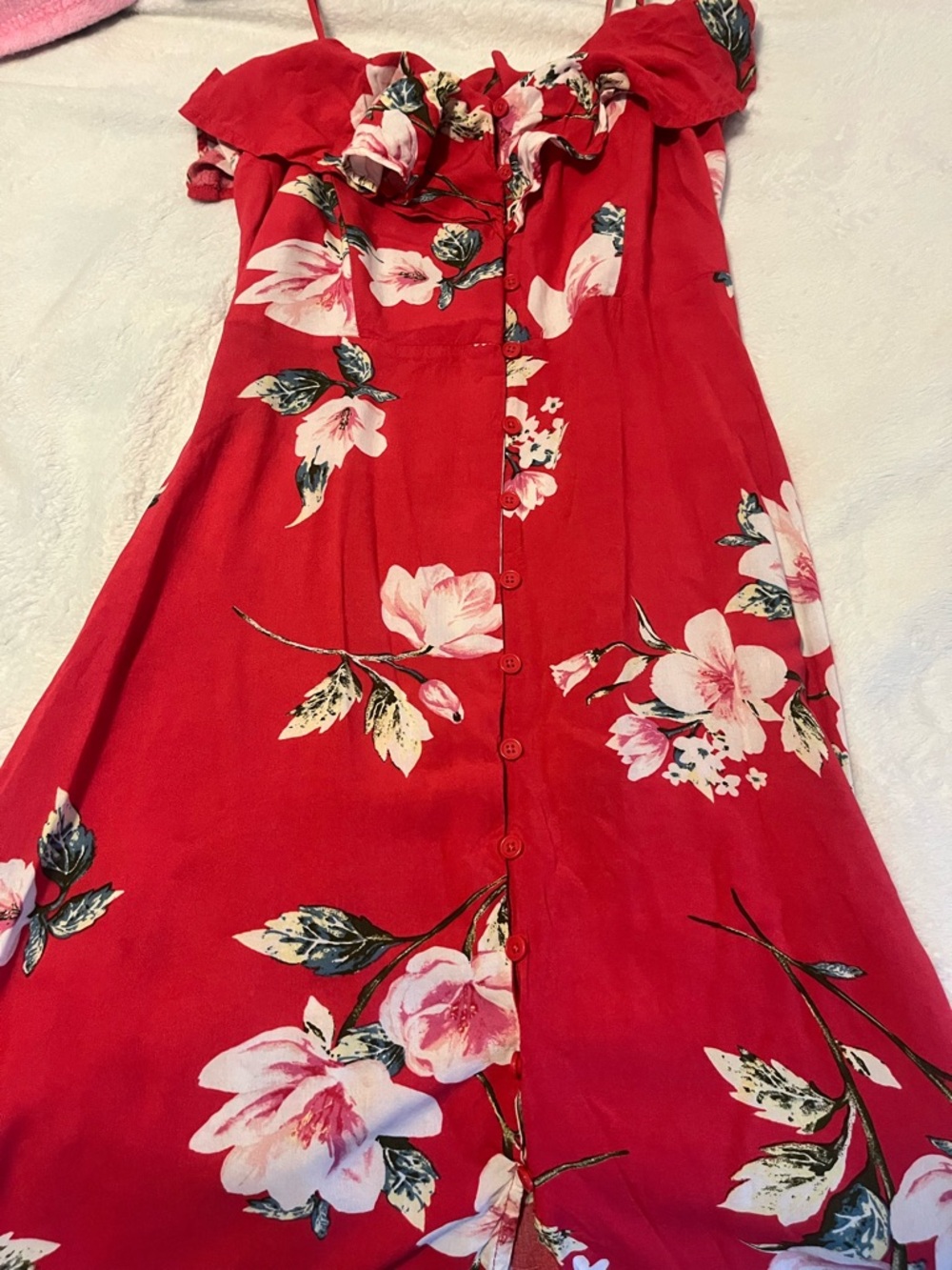 Beautiful Band of Gypsies red floral buttoned dress size Small - Picture 15 of 15
